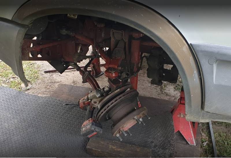 Brakes being replaced on a vehicle