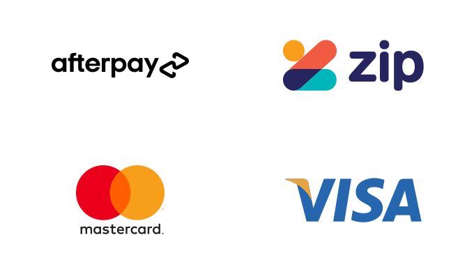 Afterpay, Zip pay, Mastercard and Visa payment options available